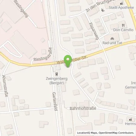 Standortübersicht der Tankstelle Gruppen-Gas- und Elektrizitätswerk Bergstraße AG in 64673 Zwingenberg