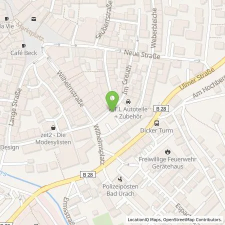 Standortübersicht der Tankstelle EnBW mobility+ AG und Co.KG in 72574 Bad Urach