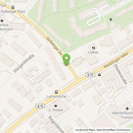 Standortübersicht der Tankstelle Stadtwerke Lübeck Energie GmbH in 23558 Lübeck