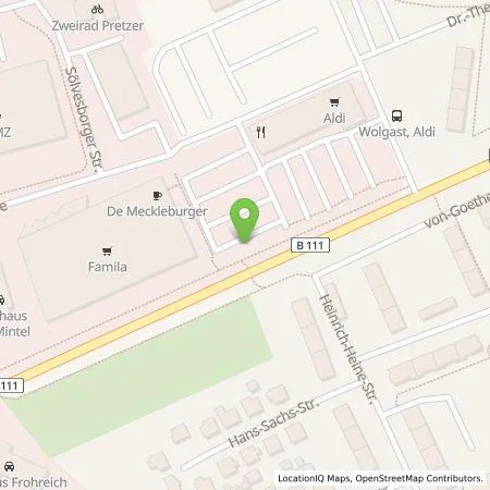 Standortübersicht der Tankstelle TotalEnergies Charging Solutions Deutschland GmbH in 17438 Wolgast