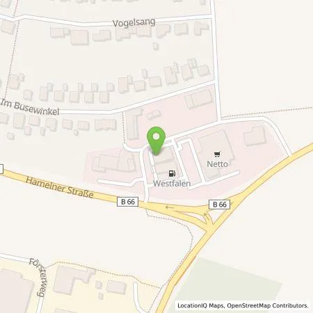 Standortübersicht der Tankstelle Westfalen AG in 32683 Barntrup