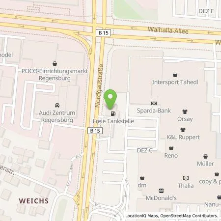 Standortübersicht der Tankstelle Allego GmbH in 93059 Regensburg