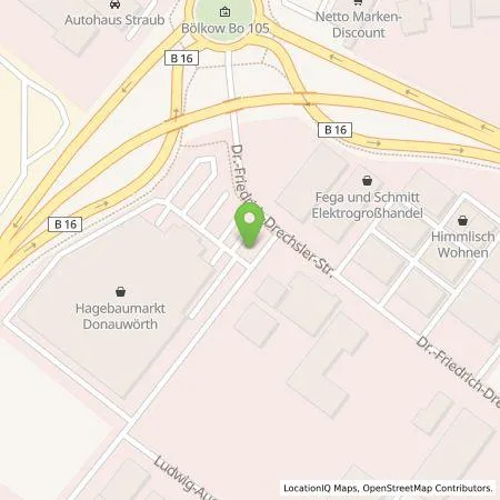 Standortübersicht der Tankstelle EnBW mobility+ AG und Co.KG in 86609 Donauwörth