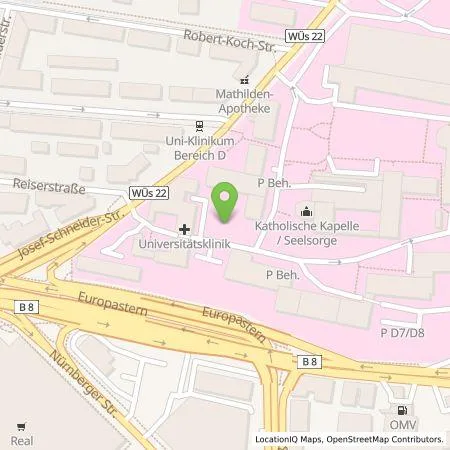 Standortübersicht der Tankstelle Stadtwerke Würzburg AG in 97080 Würzburg