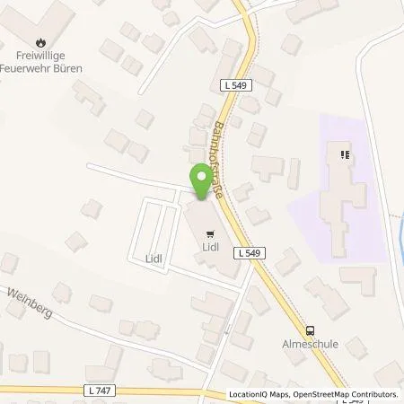 Standortübersicht der Tankstelle Lidl Dienstleistung GmbH & Co. KG in 33142 Büren