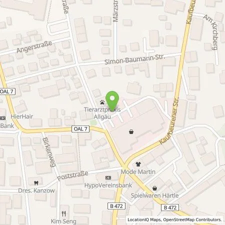 Standortübersicht der Tankstelle Präg Energiedienstleistungen GmbH & Co. KG in 87616 Marktoberdorf