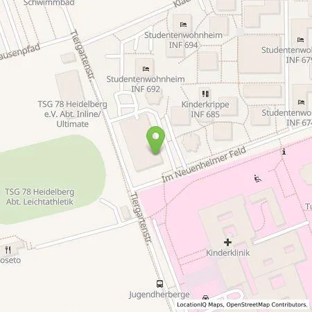 Standortübersicht der Tankstelle Universitätsklinikum Heidelberg Anstalt öffentlichen Rechts in 69120 Heidelberg