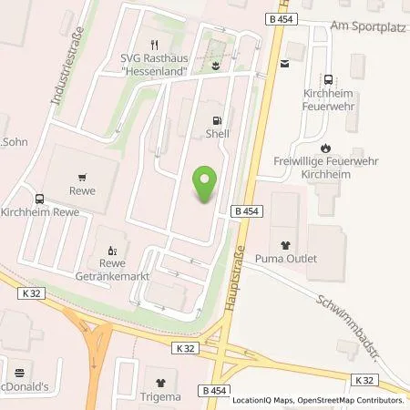 Standortübersicht der Tankstelle Shell Deutschland GmbH in 36275 Kirchheim