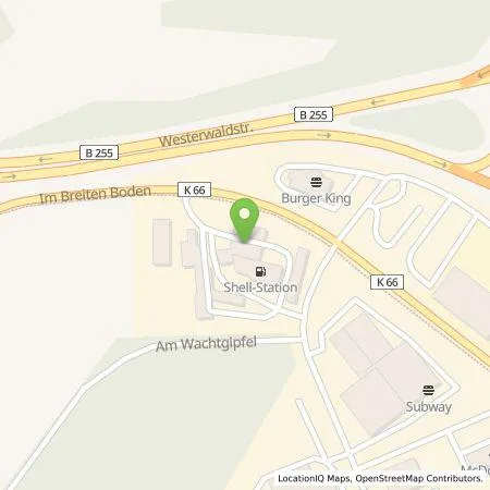 Standortübersicht der Tankstelle Shell Deutschland GmbH in 35745 Herborn