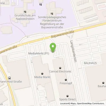 Standortübersicht der Tankstelle innogy eMobility Solutions GmbH in 93053 Regensburg