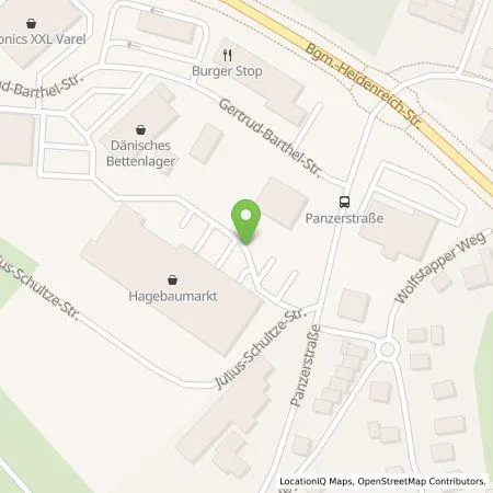 Standortübersicht der Tankstelle BZN Hagebau Varel GmbH & Co. KG in 26316 Varel