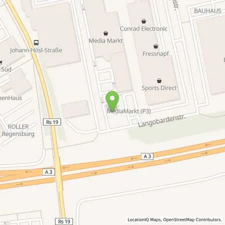 Standortübersicht der Tankstelle REWAG Regensburger Energie und Wasserversorgung AG & Co KG in 93053 Regensburg