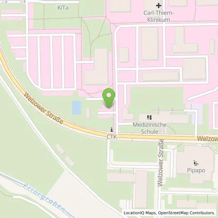 Standortübersicht der Tankstelle Medizinische Universität Lausitz - Carl Thiem (KdöR) in 03048 Cottbus