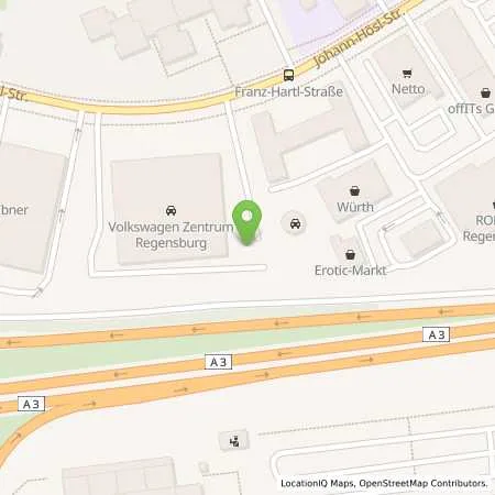 Standortübersicht der Tankstelle Volkswagen Zentrum Regensburg in 93053 Regensburg