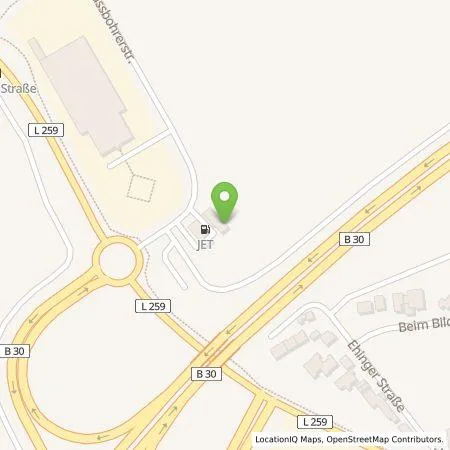Standortübersicht der Tankstelle JET Tankstellen Deutschland GmbH in 88471 LAUPHEIM