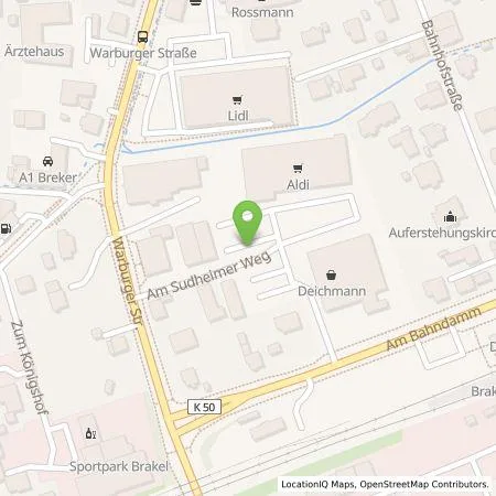 Standortübersicht der Tankstelle ALDI Nord Deutschland Stiftung & Co. KG in 33034 Brakel
