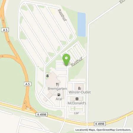 Standortübersicht der Tankstelle Tank & Rast Entwicklungsgesellschaft mbH in 79258 Hartheim (Bremgarten)
