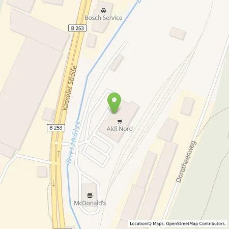 Standortübersicht der Tankstelle ALDI Nord Deutschland Stiftung & Co. KG in 35683 Dillenburg