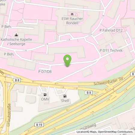 Standortübersicht der Tankstelle Stadtwerke Würzburg AG in 97080 Würzburg