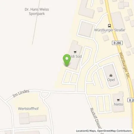 Standortübersicht der Tankstelle ALDI SÜD in 97688 Bad Kissingen