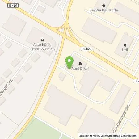 Standortübersicht der Tankstelle Abel+Ruf GmbH in 86720 Nördlingen