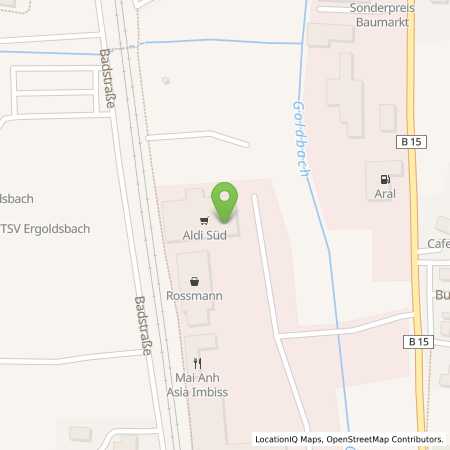 Standortübersicht der Strom (Elektro) Tankstelle: ALDI SÜD in 84061, Ergoldsbach