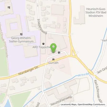 Standortübersicht der Tankstelle Autohaus Gurrath Gmbh $ Co KG in 91438 Bad Windsheim