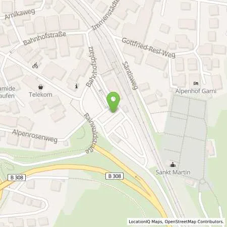 Standortübersicht der Tankstelle Weißachtal-Kraftwerke eG in 87534 Oberstaufen