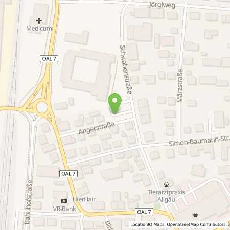 Standortübersicht der Tankstelle Vereinigte Wertach Elektrizitätswerke GmbH in 87616 Marktoberdorf