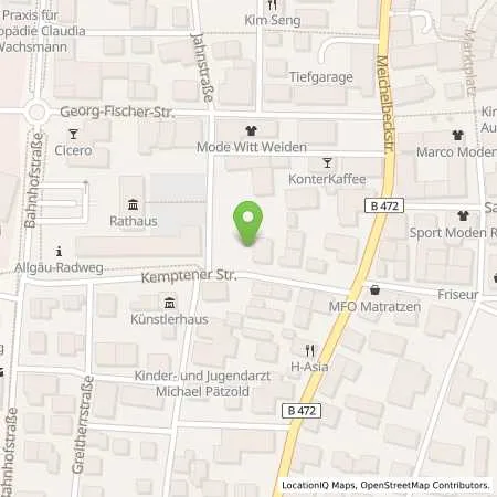 Standortübersicht der Tankstelle Vereinigte Wertach Elektrizitätswerke GmbH in 87616 Marktoberdorf