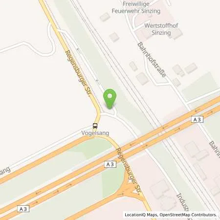 Standortübersicht der Tankstelle REWAG Regensburger Energie und Wasserversorgung AG & Co KG in 93161 Sinzing