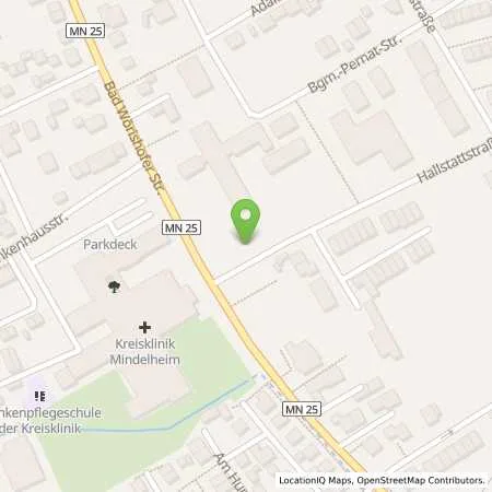 Standortübersicht der Tankstelle Vereinigte Wertach Elektrizitätswerke GmbH in 87719 Mindelheim