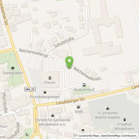 Standortübersicht der Tankstelle Vereinigte Wertach Elektrizitätswerke GmbH in 87719 Mindelheim