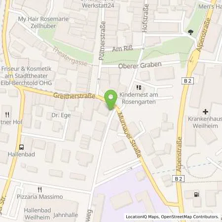 Standortübersicht der Tankstelle Stadtwerke Weilheim i. OB Energie GmbH in 82362 Weilheim