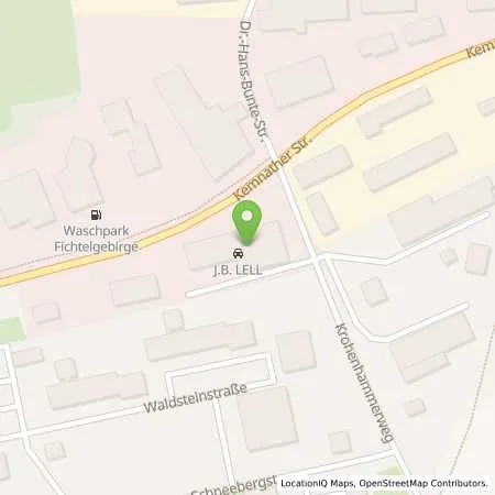 Standortübersicht der Tankstelle Autohaus J.B. Lell GmbH in 95632 Wunsiedel