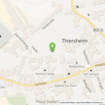 Standortübersicht der Tankstelle Energieversorgung Selb-Marktredwitz GmbH in 95707 Tiersheim