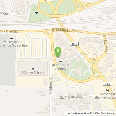 Standortübersicht der Tankstelle Überlandwerk Schäftersheim GmbH & Co. KG in 97199 Ochsenfurt