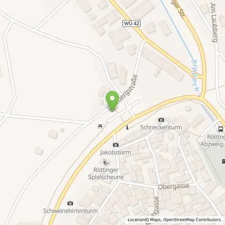 Standortübersicht der Tankstelle Überlandwerk Schäftersheim GmbH & Co. KG in 97285 Röttingen