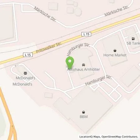 Standortübersicht der Tankstelle Autohaus Jensen Wittstock GmbH in 16909 Wittstock/Dosse