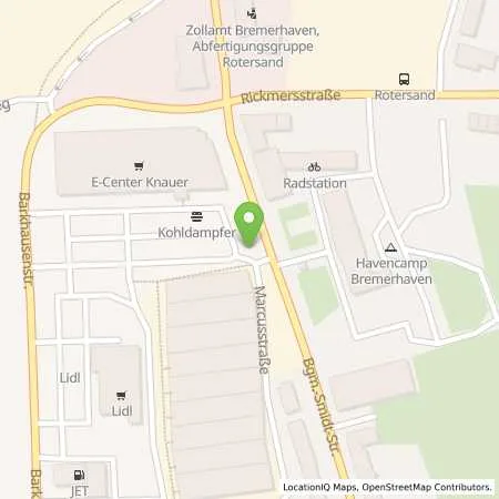 Standortübersicht der Tankstelle EWE Go GmbH in 27568 Bremerhaven