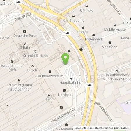 Standortübersicht der Tankstelle DB Energie GmbH in 60326 Frankfurt