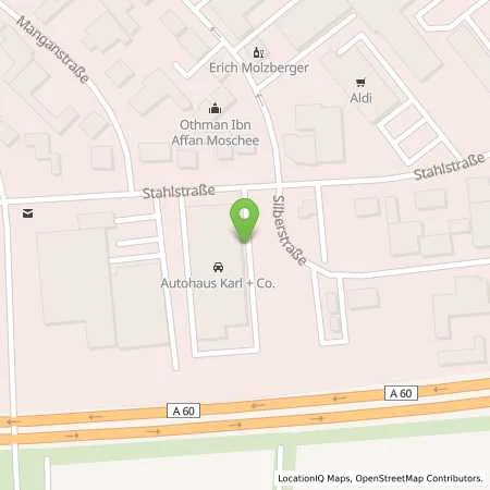 Standortübersicht der Tankstelle Autohaus Karl + Co. GmbH & Co. KG in 65428 Rüsselsheim