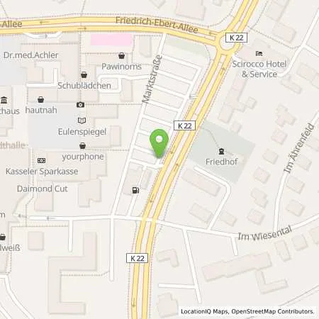 Standortübersicht der Tankstelle Stadtwerke Baunatal, Eigenbetrieb der Stadt Baunatal in 34225 Baunatal