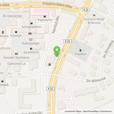 Standortübersicht der Tankstelle EAM Netz GmbH in 34255 Baunatal