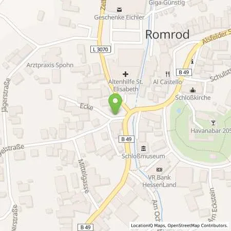 Standortübersicht der Tankstelle Oberhessische Versorgungsbetriebe AG in 36329 Romrod