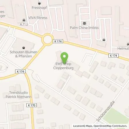 Standortübersicht der Tankstelle EWE Go GmbH in 49661 Cloppenburg