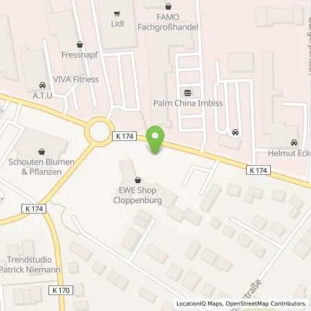 Standortübersicht der Tankstelle EWE Go GmbH in 49661 Cloppenburg