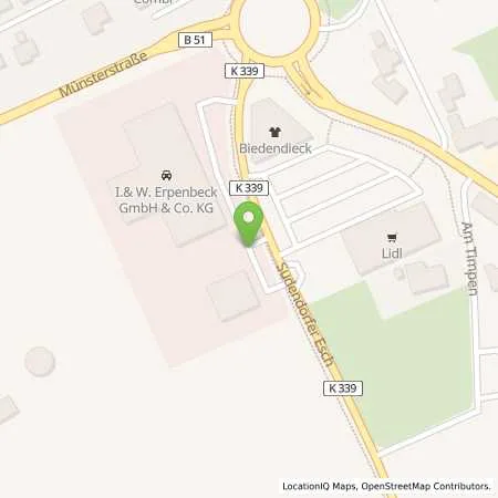 Standortübersicht der Tankstelle Teutoburger Energie Netzwerk eG in 49219 Glandorf