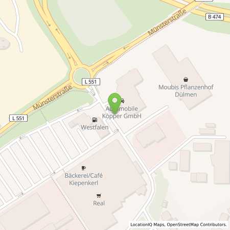 Standortübersicht der Strom (Elektro) Tankstelle: Automobile Köpper GmbH in 48249, Dlmen