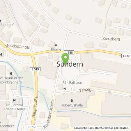 Standortübersicht der Tankstelle innogy SE in 59846 Sundern (Sauerland)